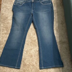 Faded Glory Women's Flare Jeans in Deep Blue size 22W length 30 inches